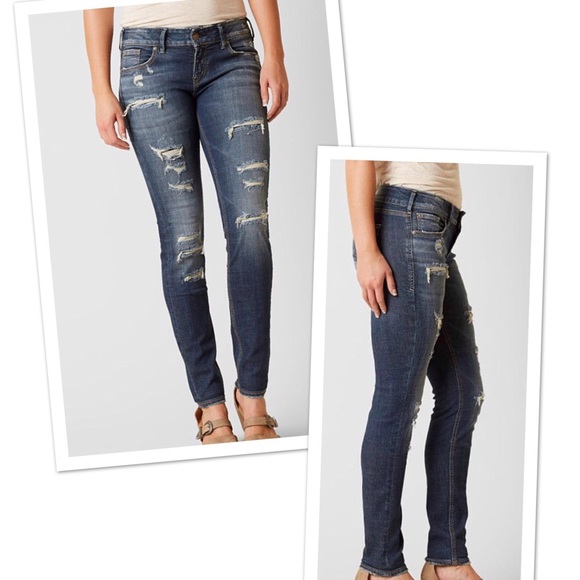 Silver Jeans Denim - New Silver Co Skinny Distressed Curvy Denim Jeans.
